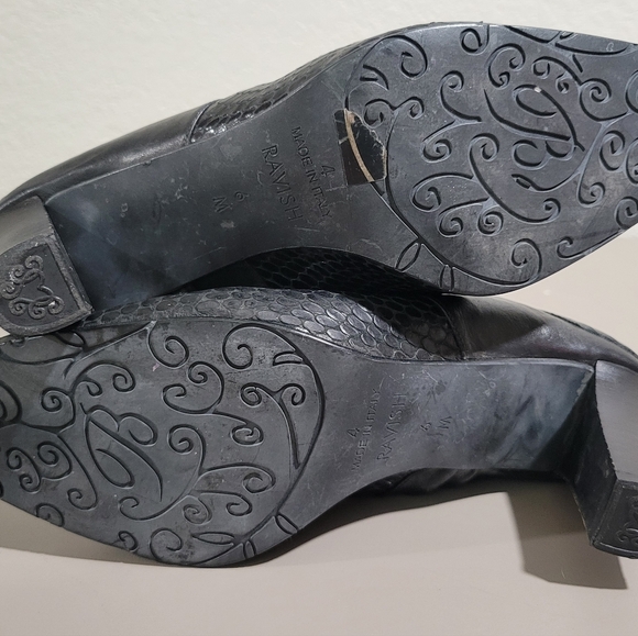 Brighton Ravish Snake Embossed Mules Black Size 6M Minor Wear Embellished - Picture 9 of 14